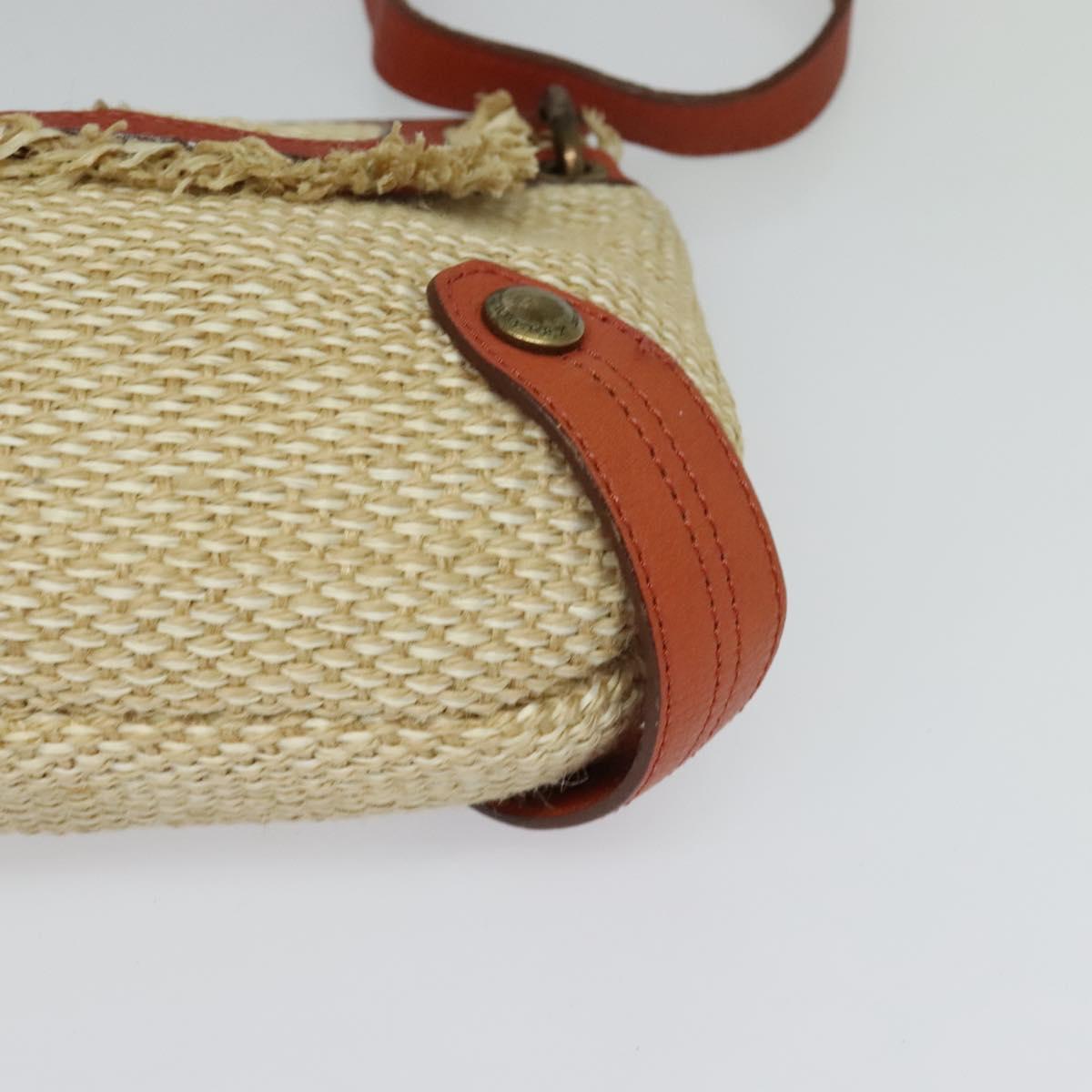 BURBERRY Blue Label Shoulder Bag Straw Beige Auth 123677