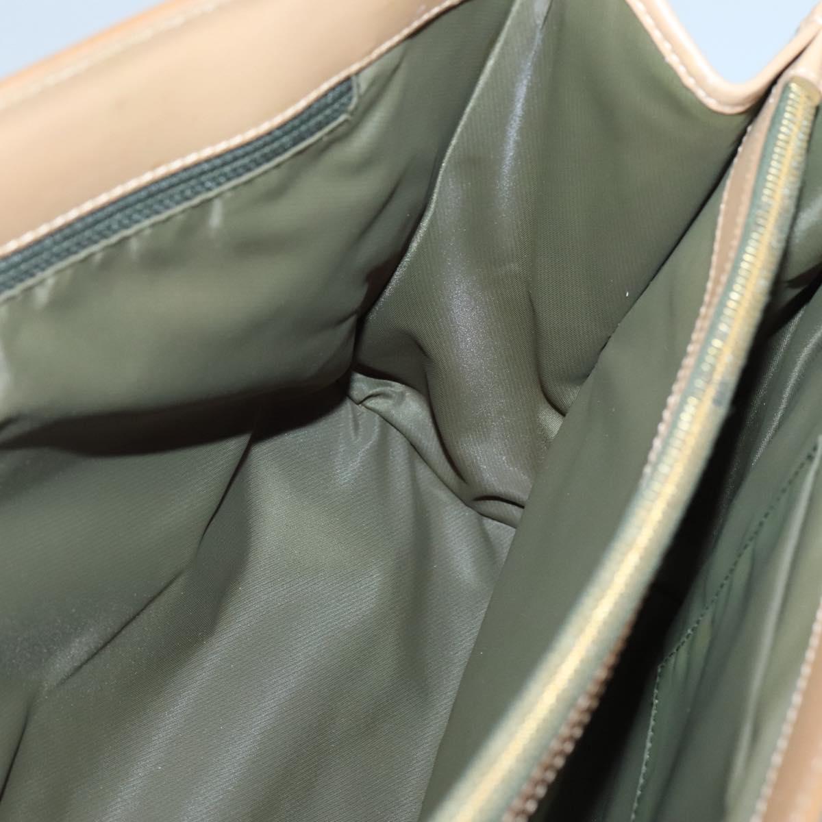 Christian Dior Trotter Canvas Hand Bag Khaki Gold Auth 123689