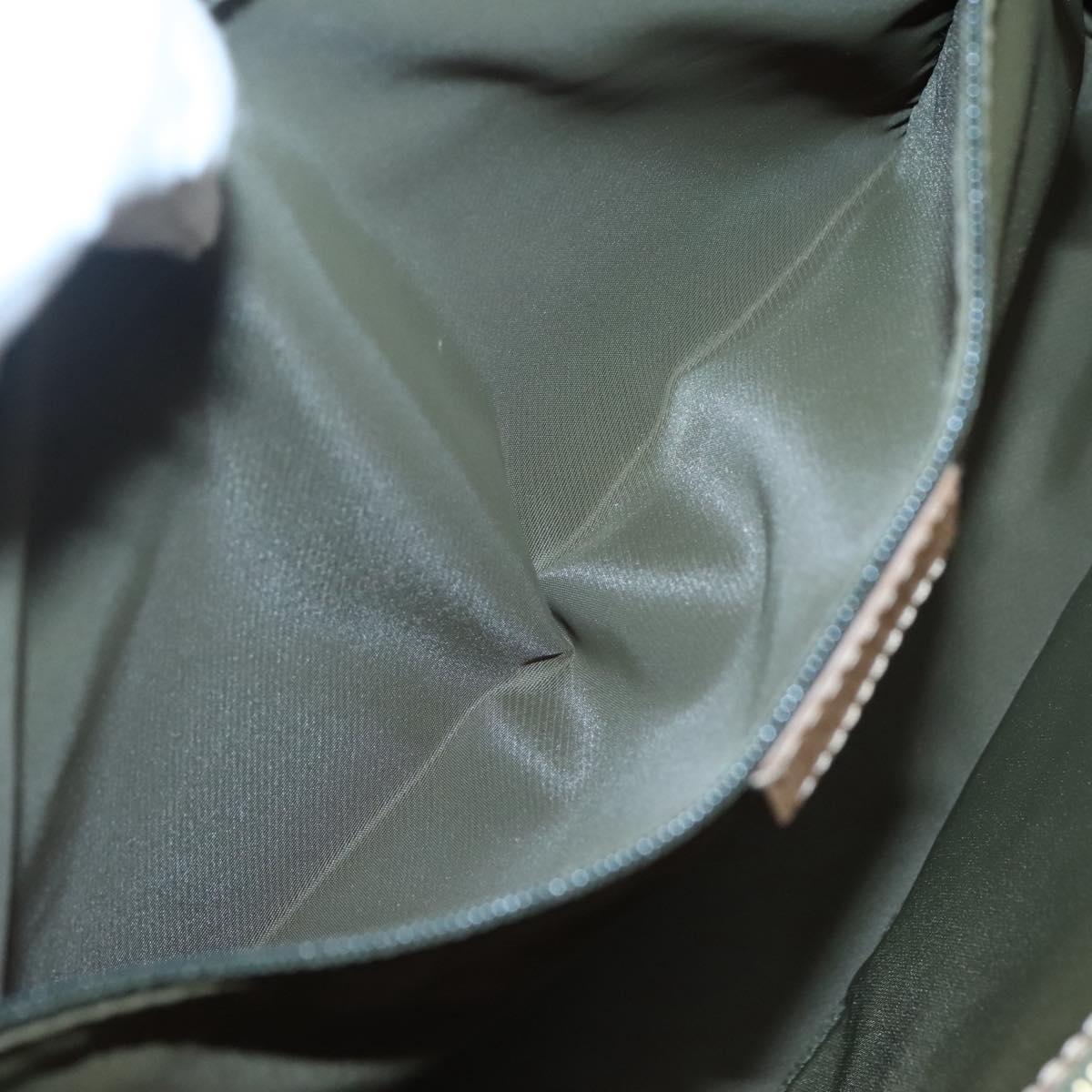 Christian Dior Trotter Canvas Hand Bag Khaki Gold Auth 123689