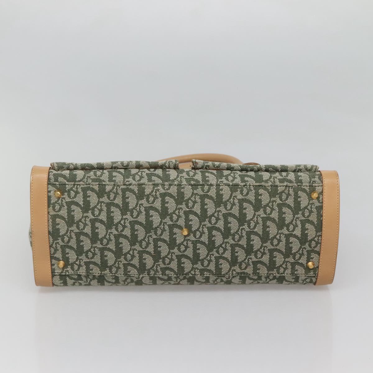 Christian Dior Trotter Canvas Hand Bag Khaki Gold Auth 123689