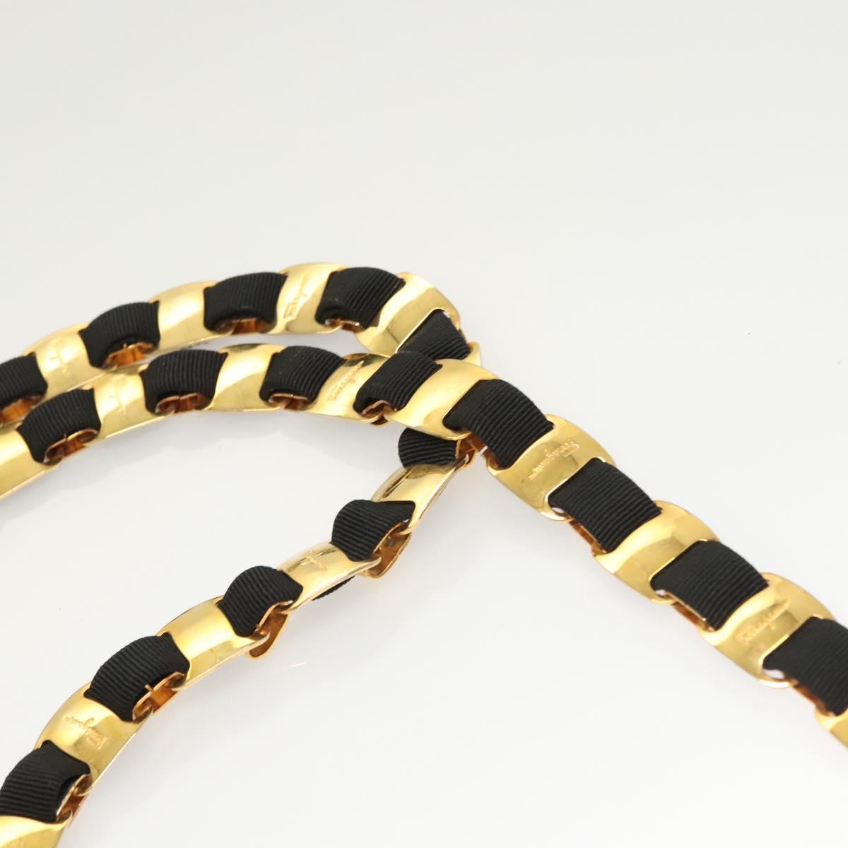 Salvatore Ferragamo Backpack Canvas Black Gold Auth 123717