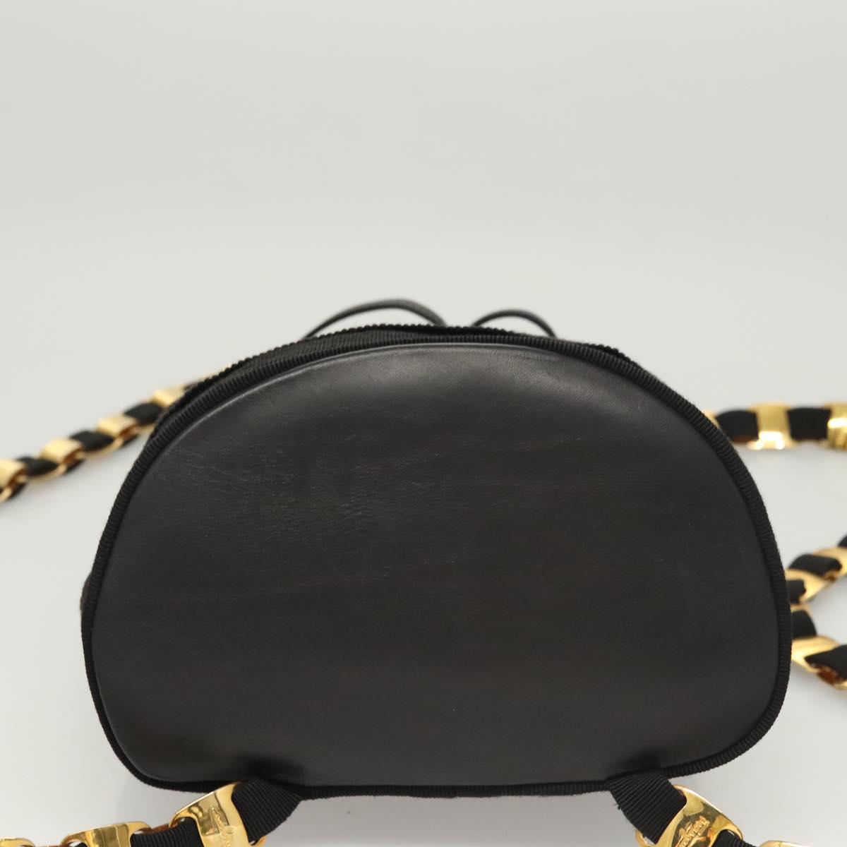Salvatore Ferragamo Backpack Canvas Black Gold Auth 123717