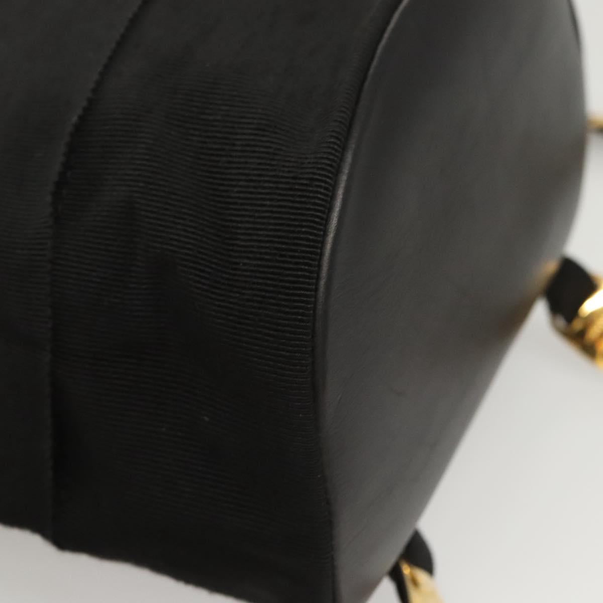 Salvatore Ferragamo Backpack Canvas Black Gold Auth 123717