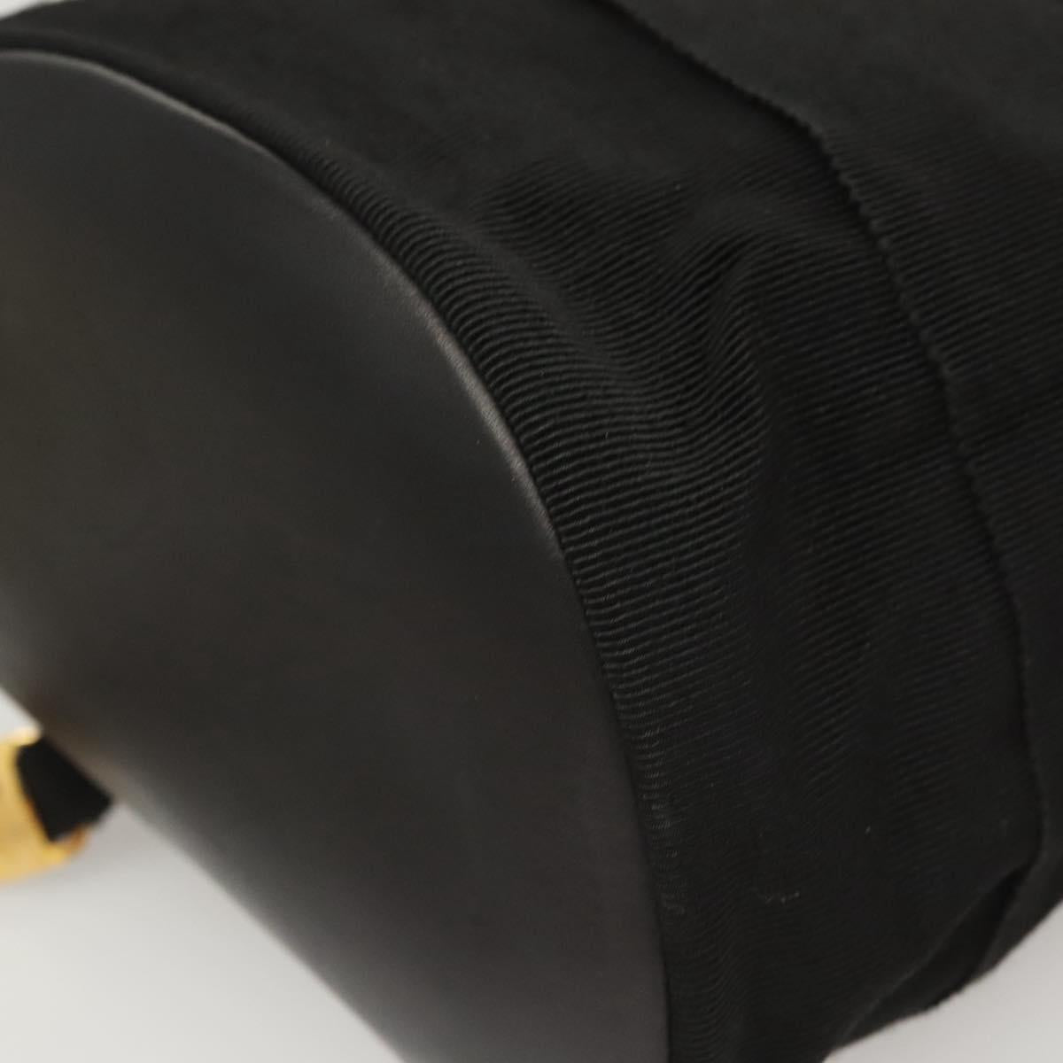 Salvatore Ferragamo Backpack Canvas Black Gold Auth 123717