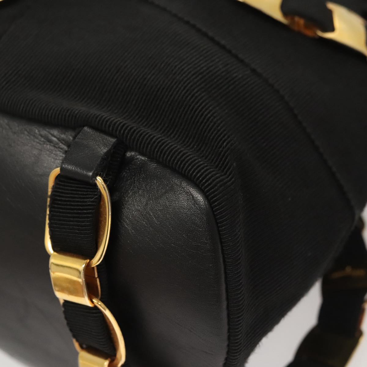 Salvatore Ferragamo Backpack Canvas Black Gold Auth 123717