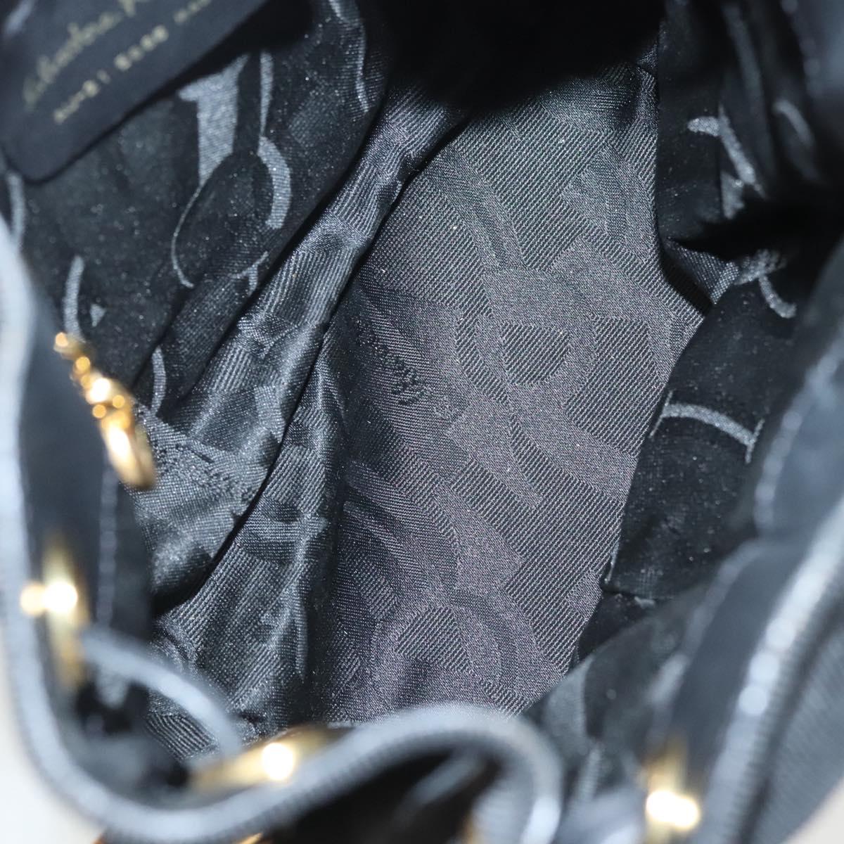 Salvatore Ferragamo Backpack Canvas Black Gold Auth 123717