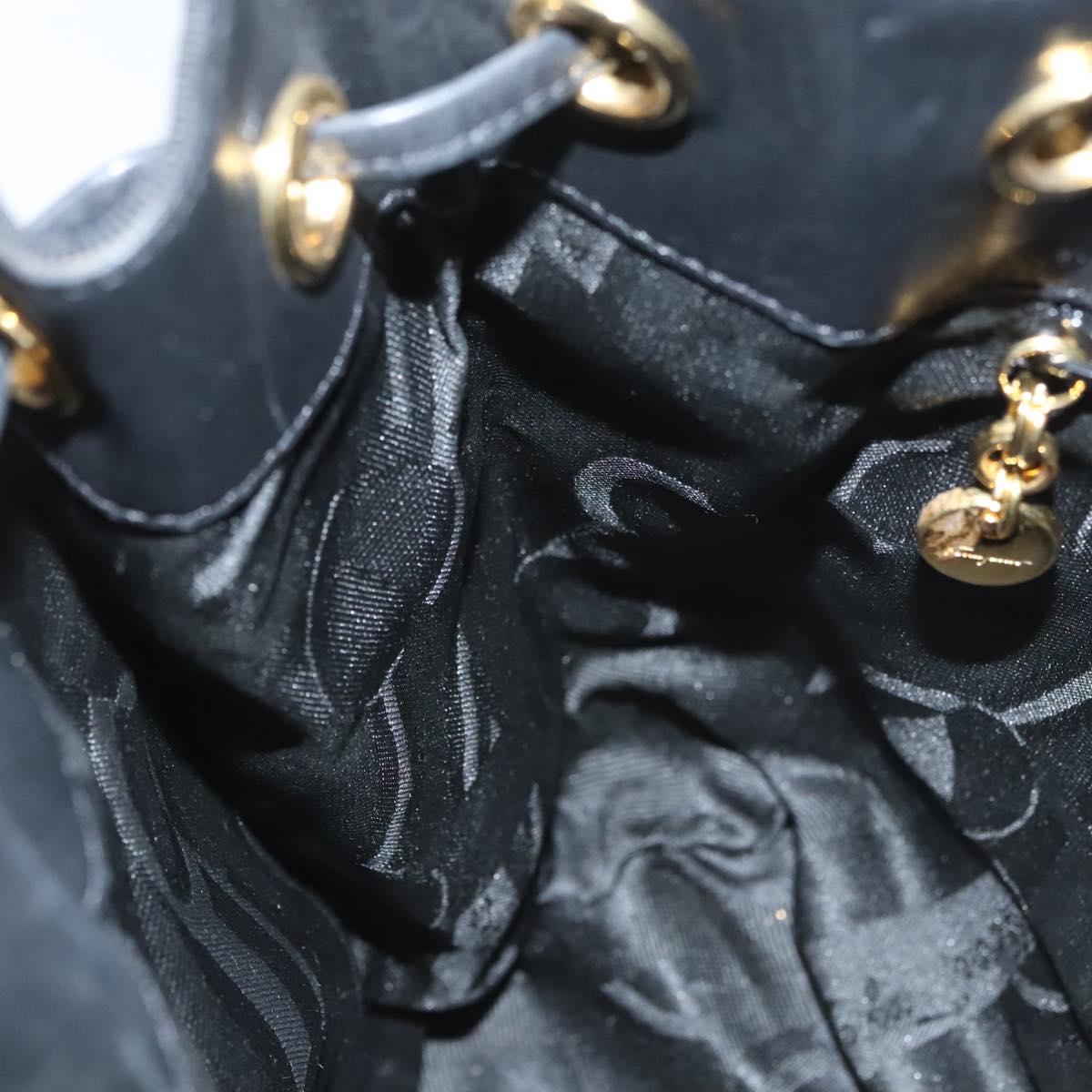 Salvatore Ferragamo Backpack Canvas Black Gold Auth 123717