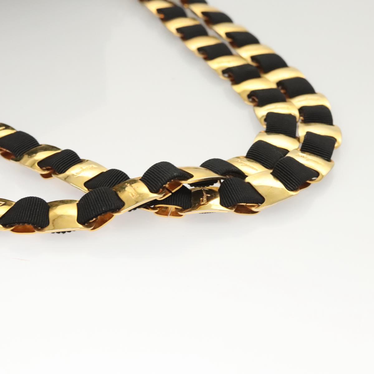 Salvatore Ferragamo Backpack Canvas Black Gold Auth 123717