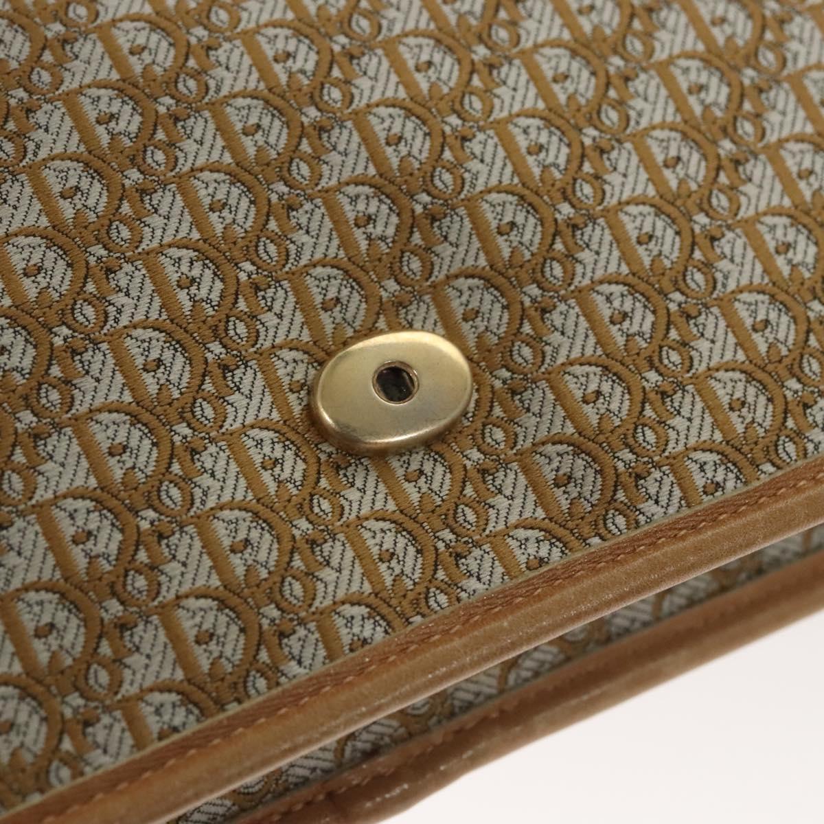 Christian Dior Trotter Canvas Chain Shoulder Bag Beige Gold Auth 123721