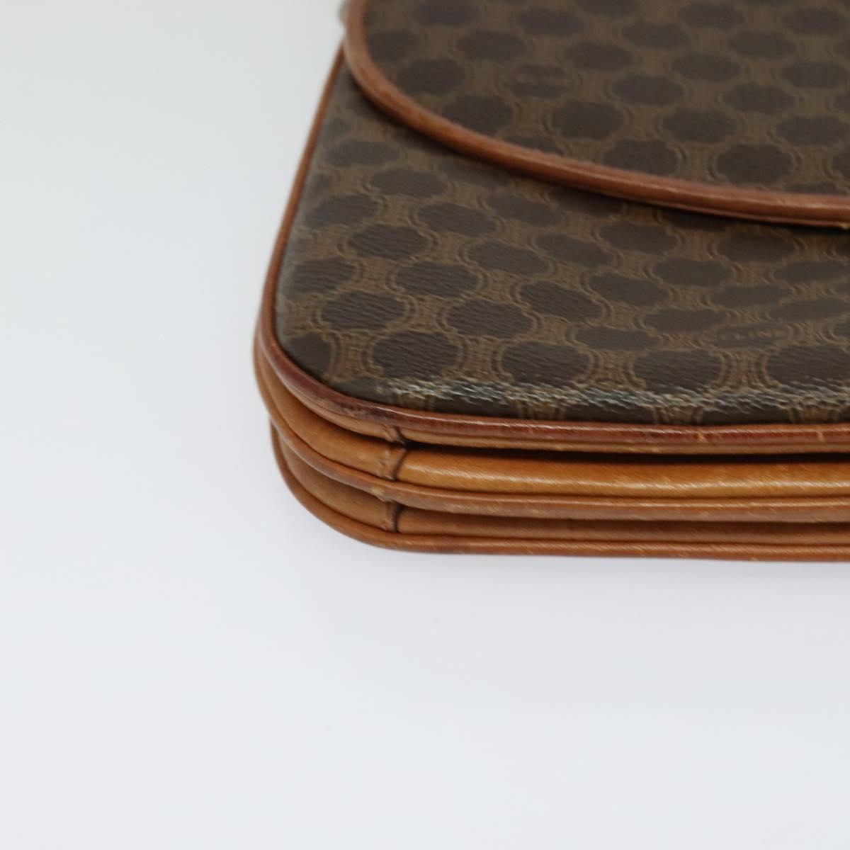 CELINE Macadam Canvas Shoulder Bag PVC Leather Brown Gold Auth 123725