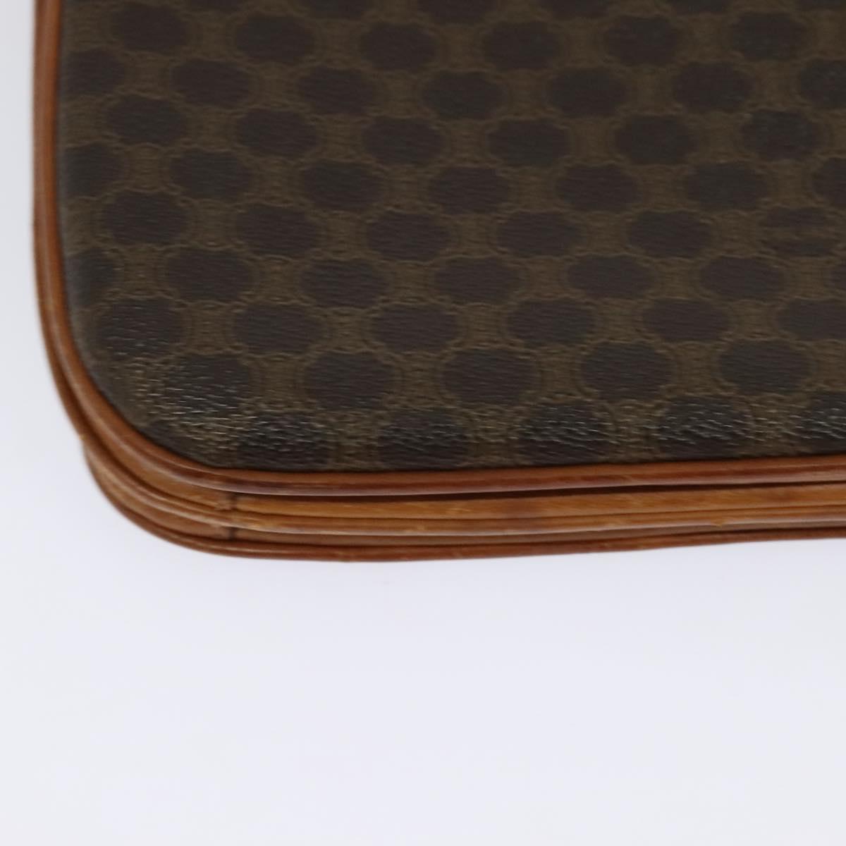 CELINE Macadam Canvas Shoulder Bag PVC Leather Brown Gold Auth 123725