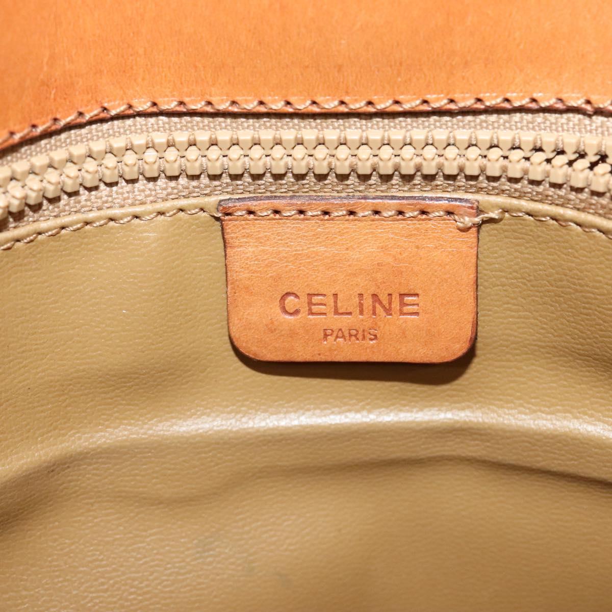 CELINE Macadam Canvas Shoulder Bag PVC Leather Brown Gold Auth 123725