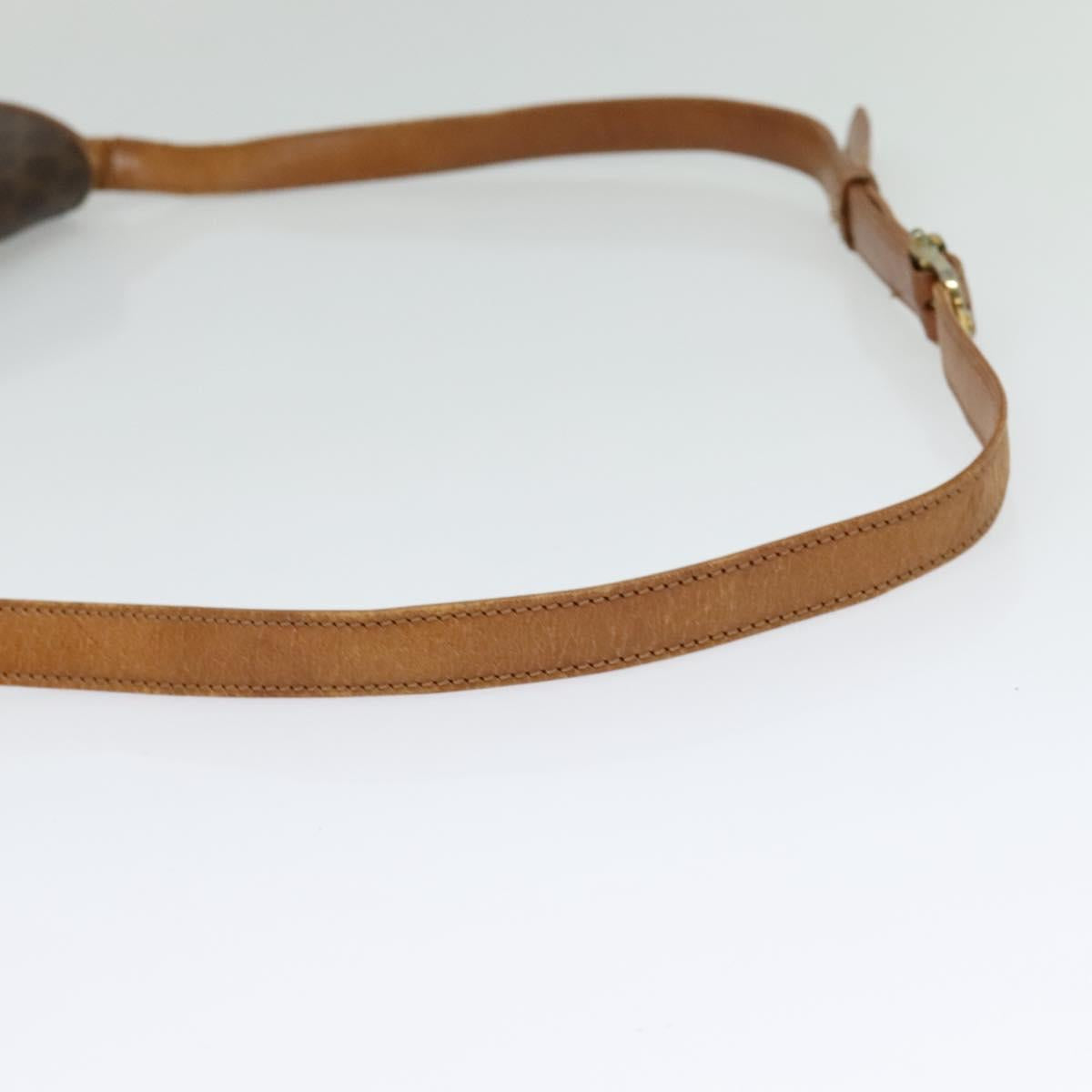 CELINE Macadam Canvas Shoulder Bag PVC Leather Brown Gold Auth 123725