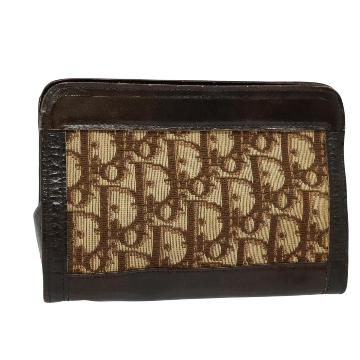 Christian Dior Trotter Canvas Pouch Brown Auth 123732