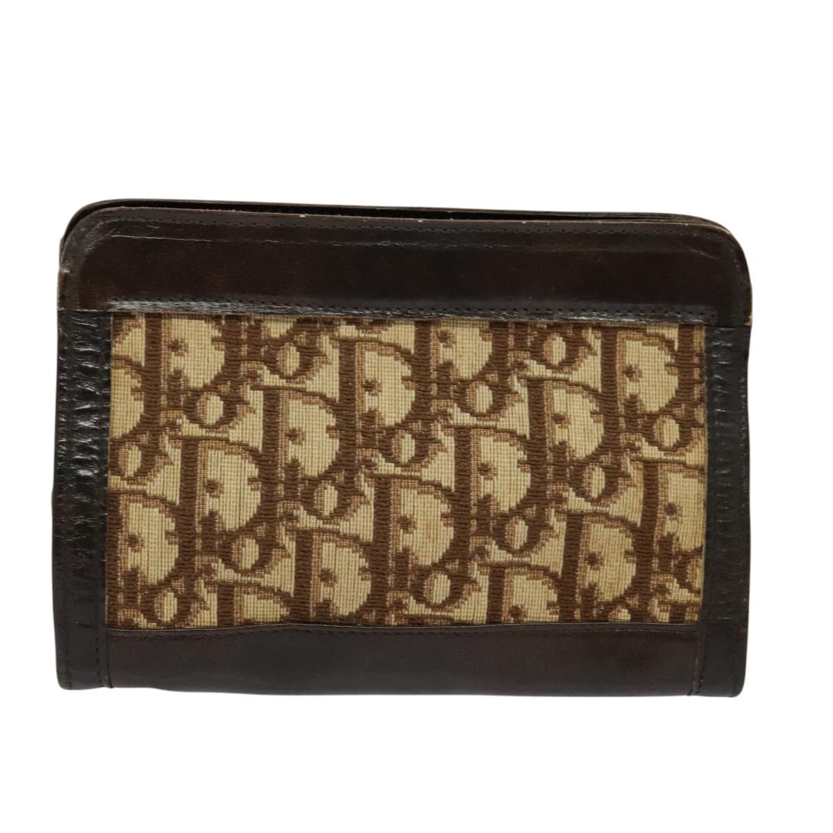 Christian Dior Trotter Canvas Pouch Brown Auth 123732