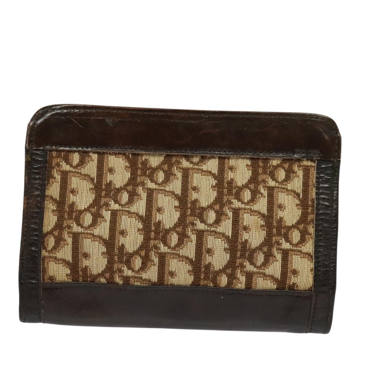 Christian Dior Trotter Canvas Pouch Brown Auth 123732