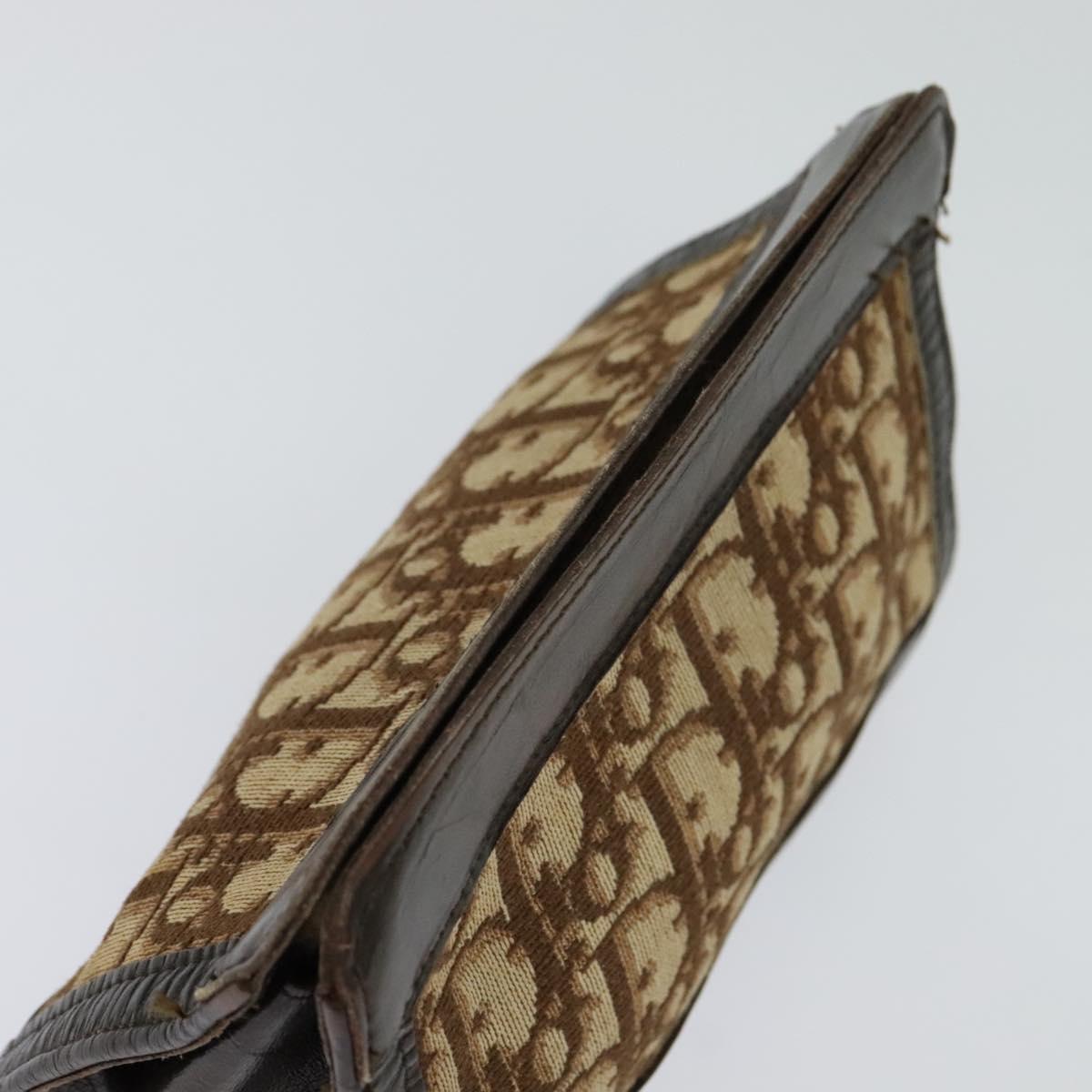 Christian Dior Trotter Canvas Pouch Brown Auth 123732
