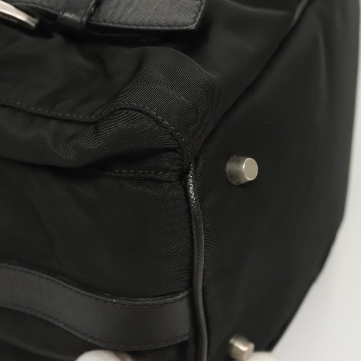 PRADA Shoulder Bag Nylon Black Gold Auth 123769