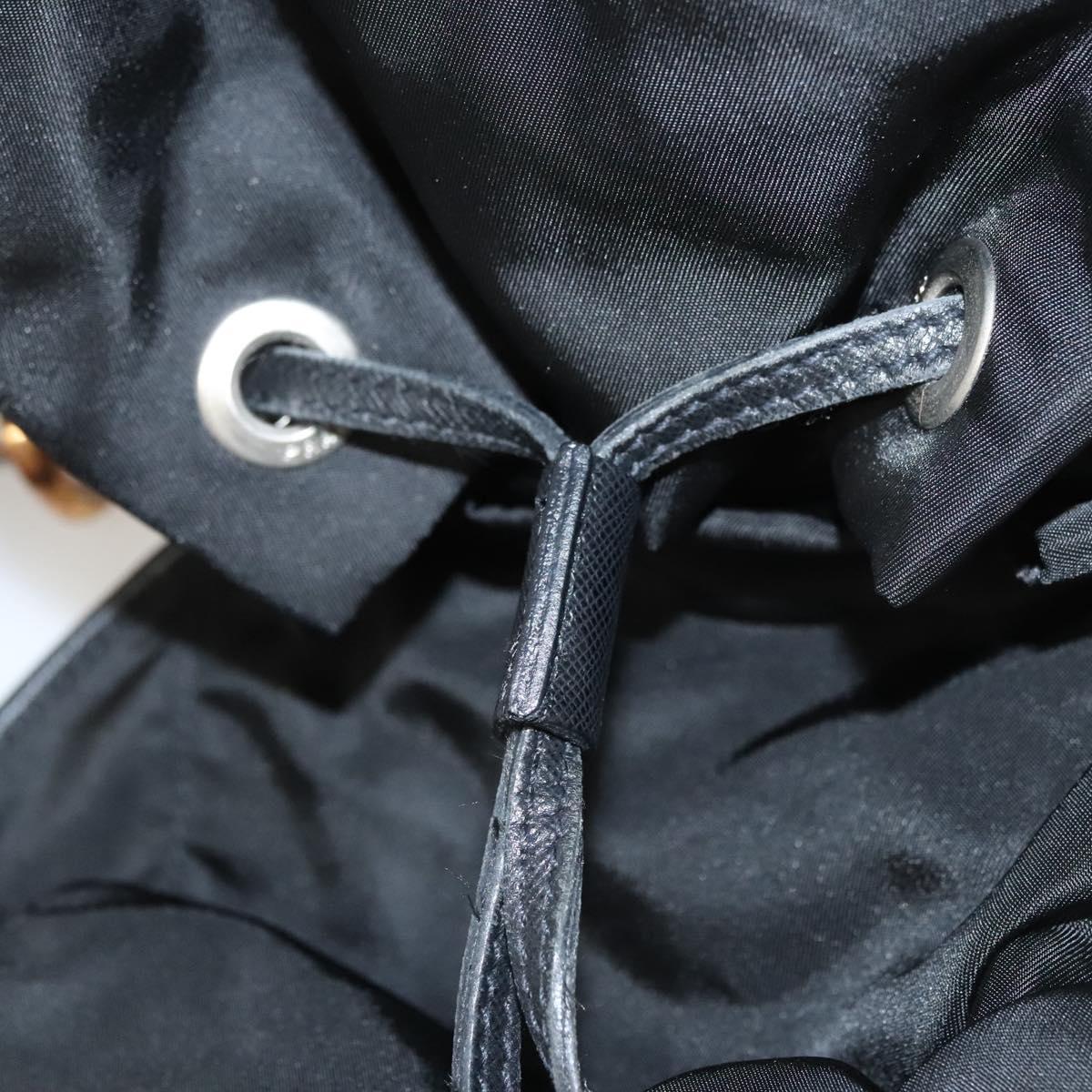 PRADA Shoulder Bag Nylon Black Gold Auth 123769