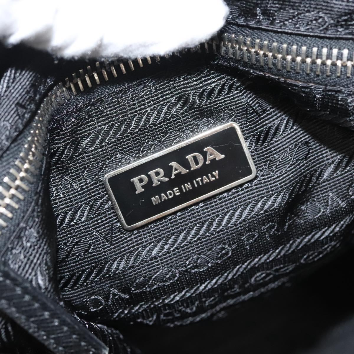 PRADA Shoulder Bag Nylon Black Gold Auth 123769