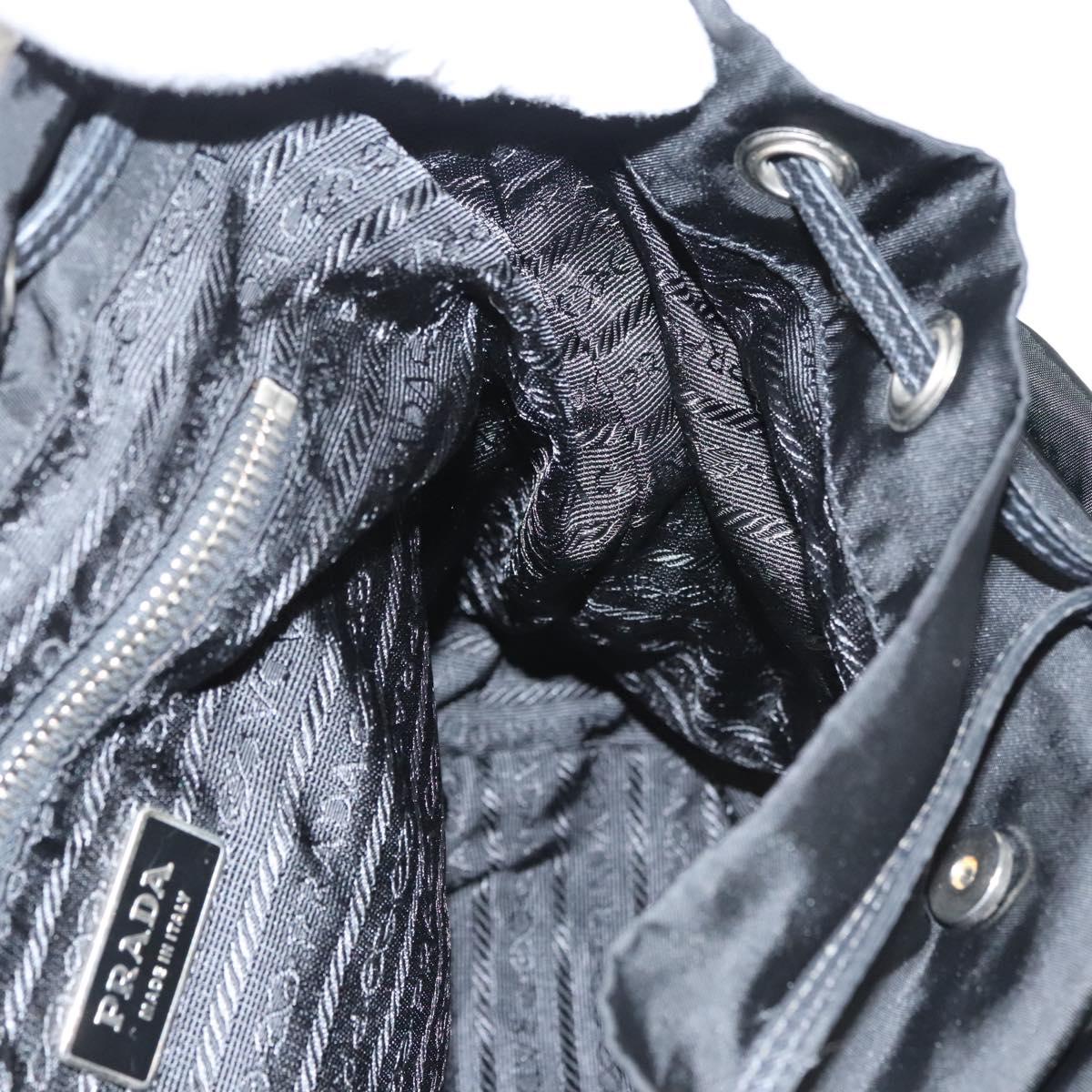 PRADA Shoulder Bag Nylon Black Gold Auth 123769