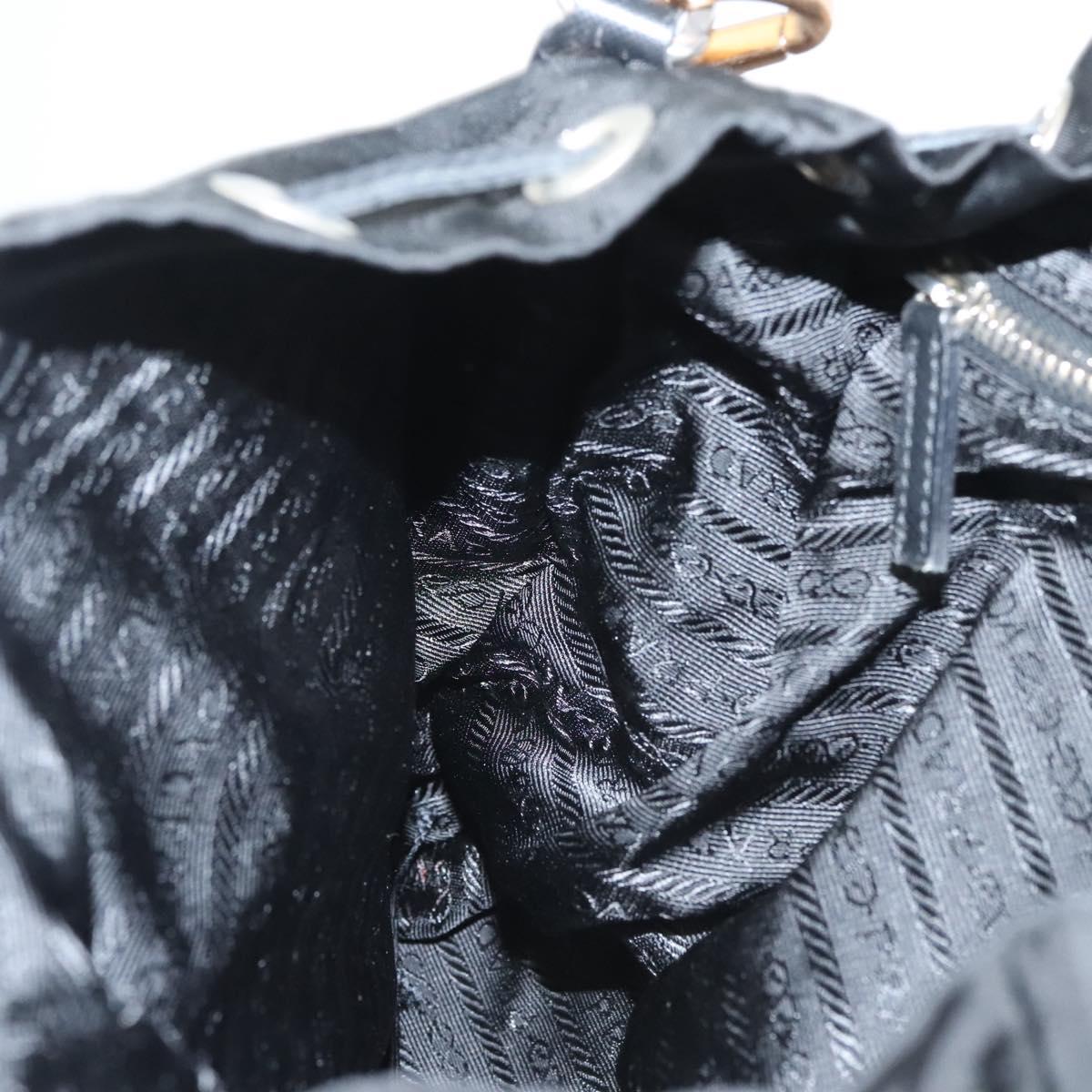 PRADA Shoulder Bag Nylon Black Gold Auth 123769