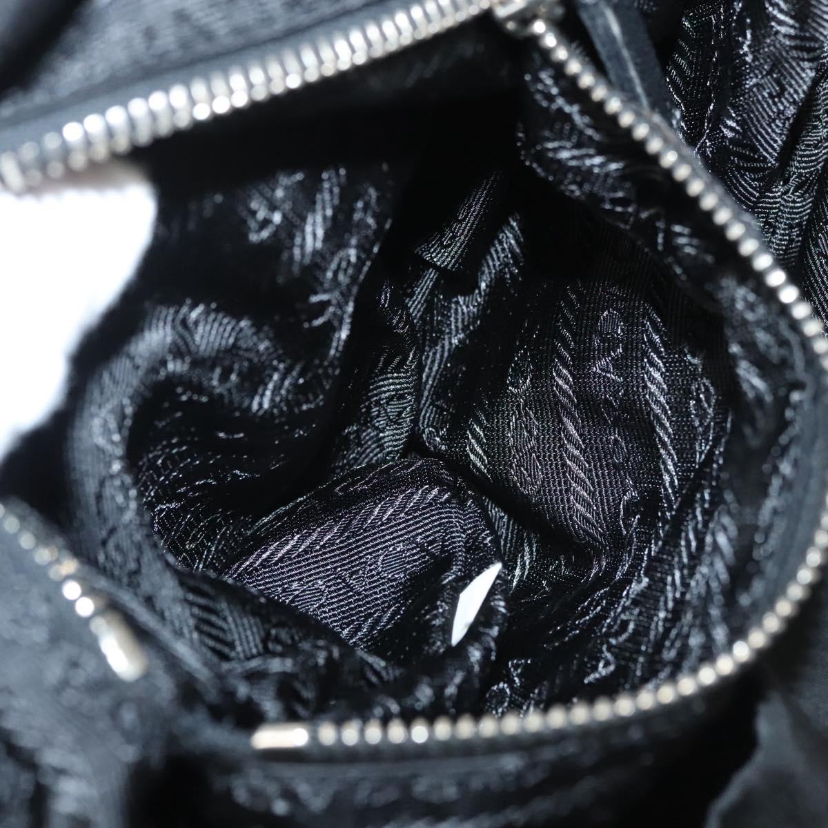 PRADA Shoulder Bag Nylon Black Gold Auth 123769