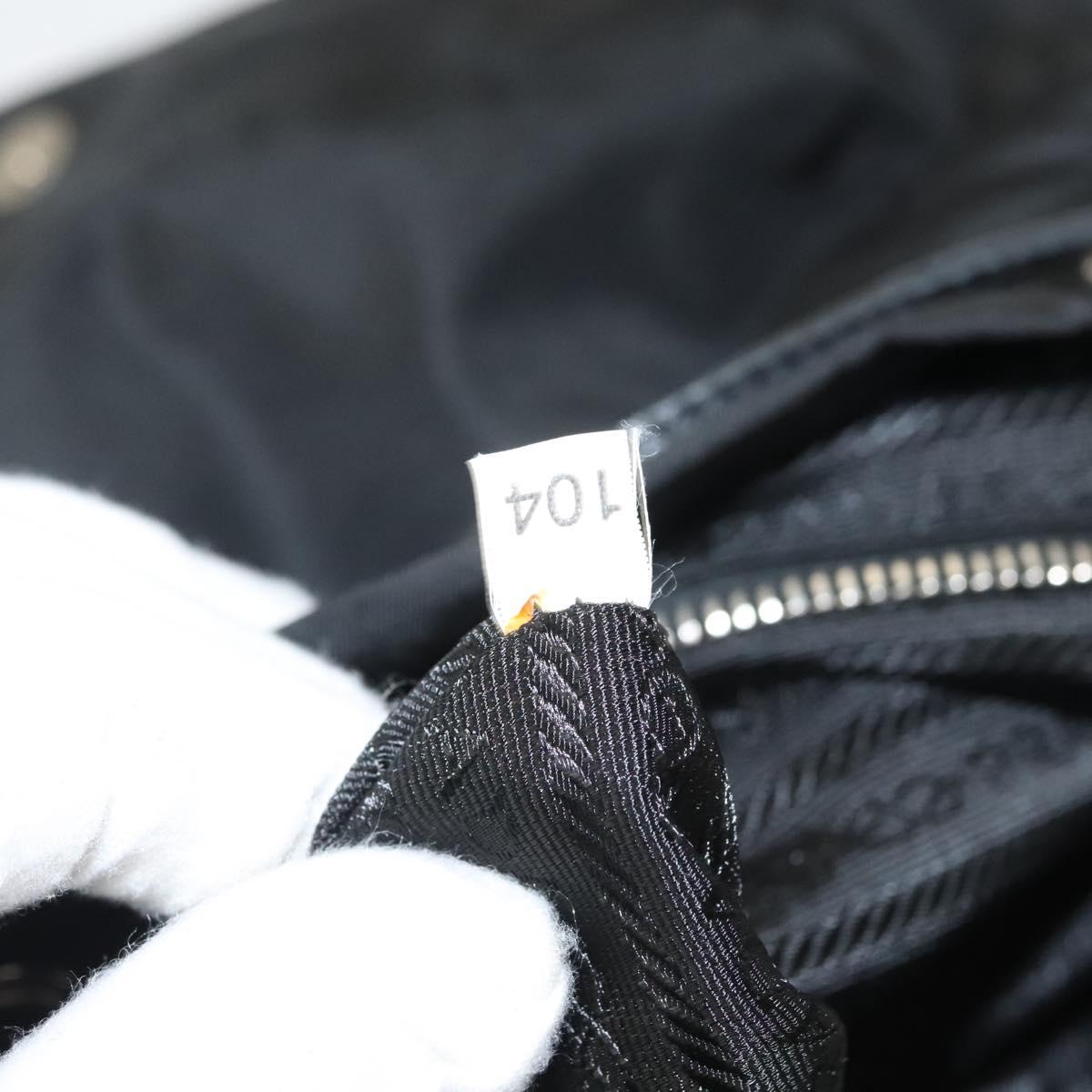 PRADA Shoulder Bag Nylon Black Gold Auth 123769
