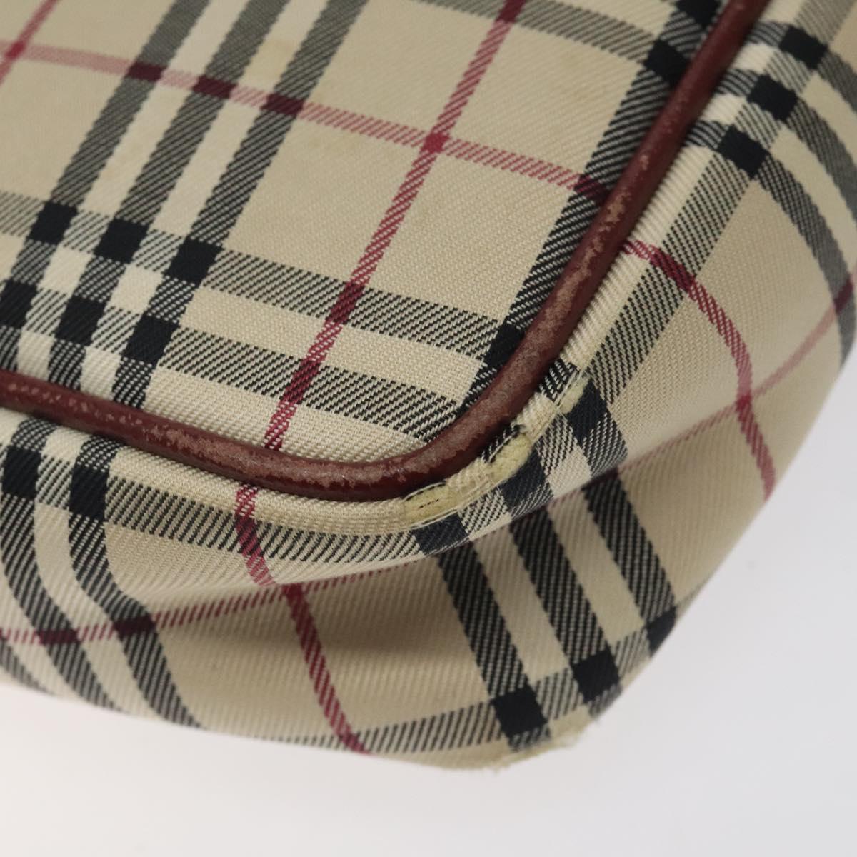 BURBERRY Nova Check Shoulder Bag Canvas Beige Gold Auth 123788