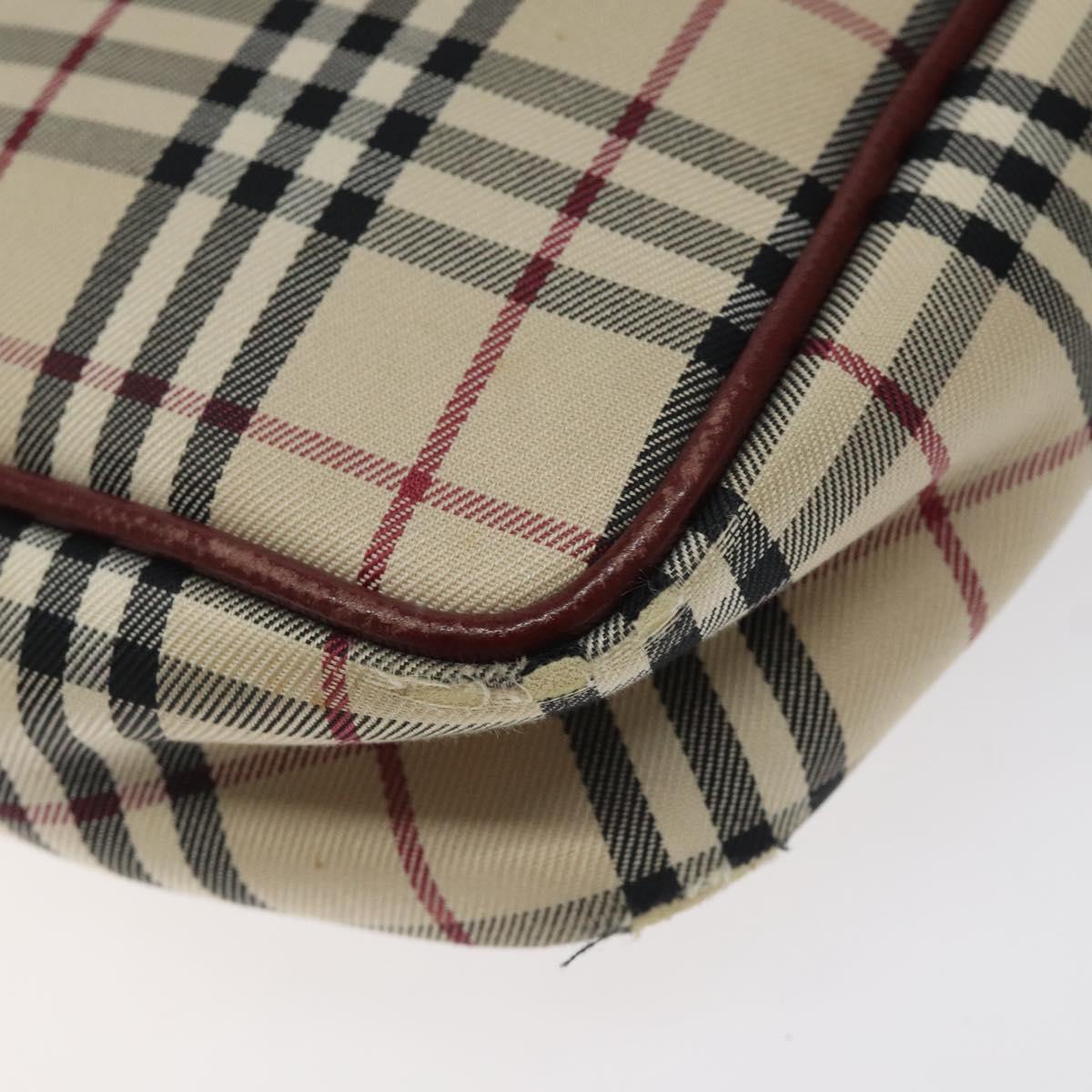 BURBERRY Nova Check Shoulder Bag Canvas Beige Gold Auth 123788