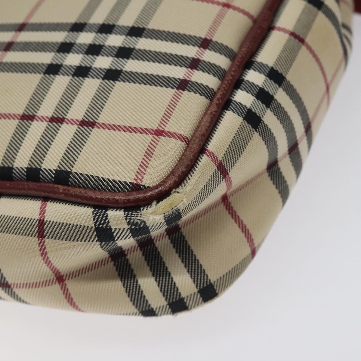 BURBERRY Nova Check Shoulder Bag Canvas Beige Gold Auth 123788