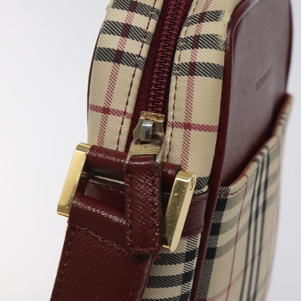 BURBERRY Nova Check Shoulder Bag Canvas Beige Gold Auth 123788