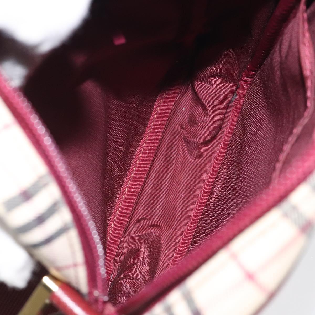 BURBERRY Nova Check Shoulder Bag Canvas Beige Gold Auth 123788