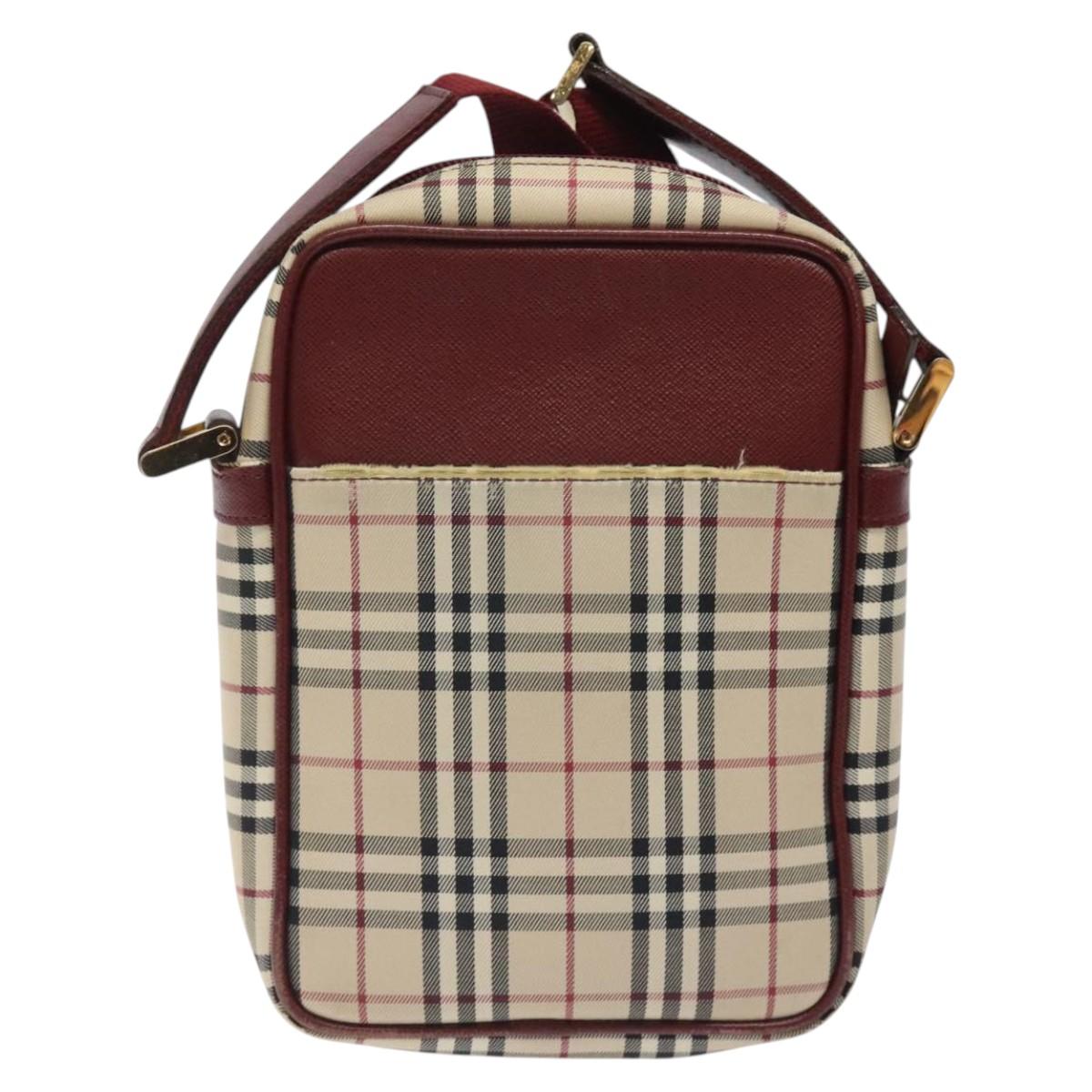 BURBERRY Nova Check Shoulder Bag Canvas Beige Gold Auth 123788