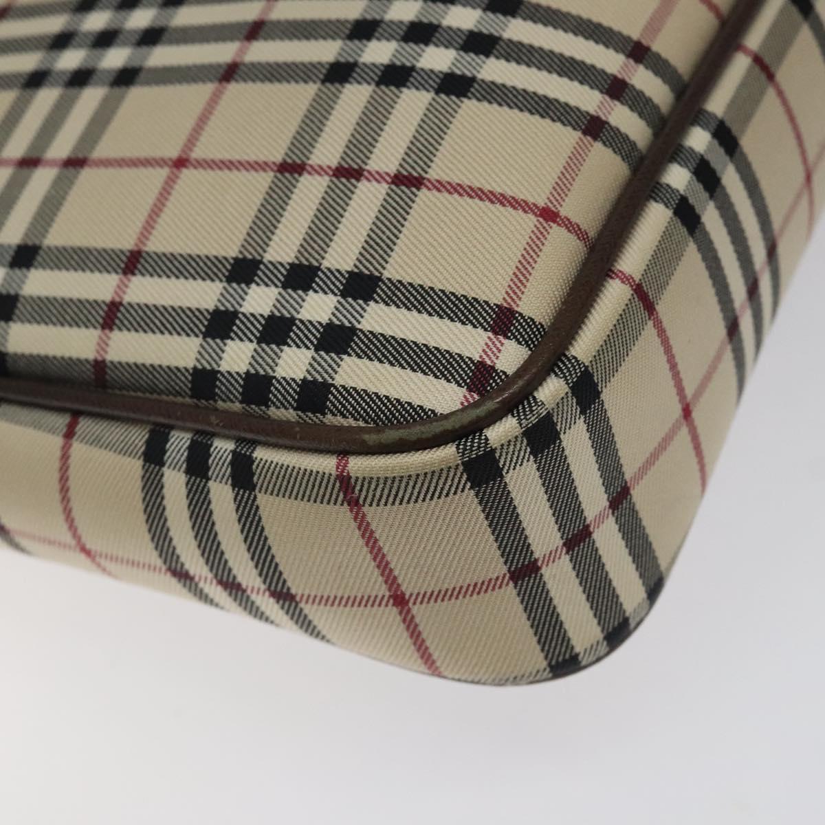 BURBERRY Nova Check Shoulder Bag Canvas Beige Silver Auth 123791