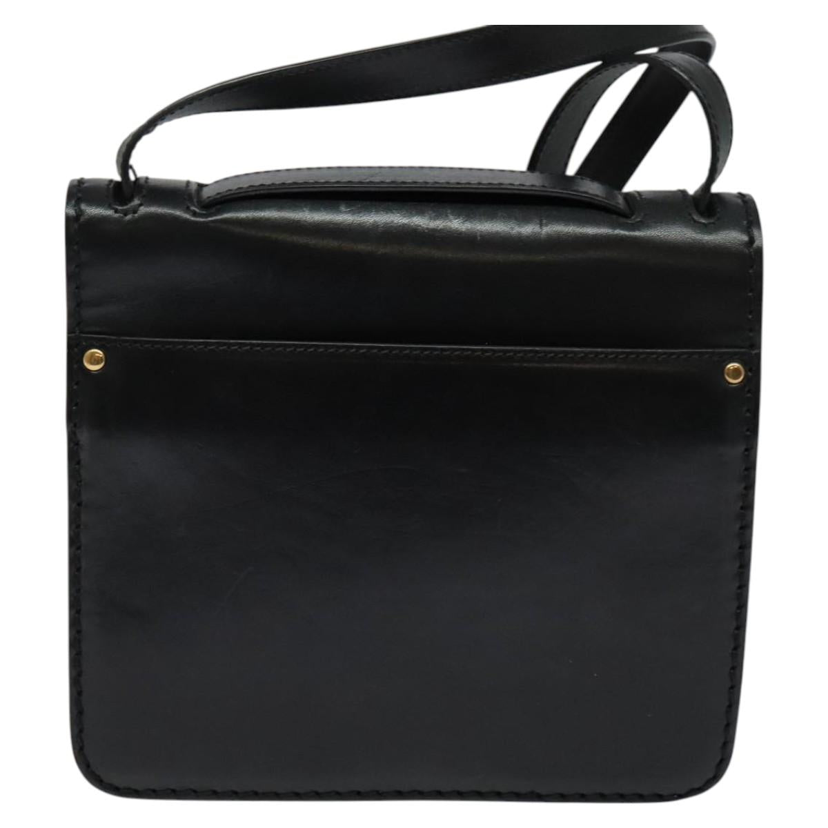 Chloe Shoulder Bag Leather Black Gold Auth 123811