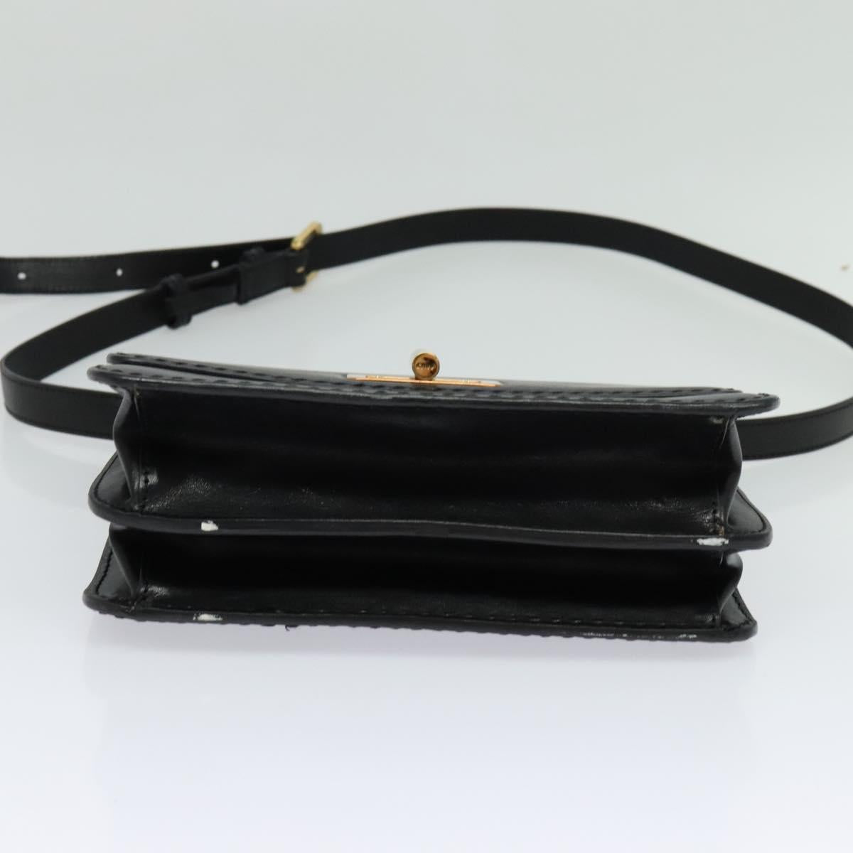 Chloe Shoulder Bag Leather Black Gold Auth 123811