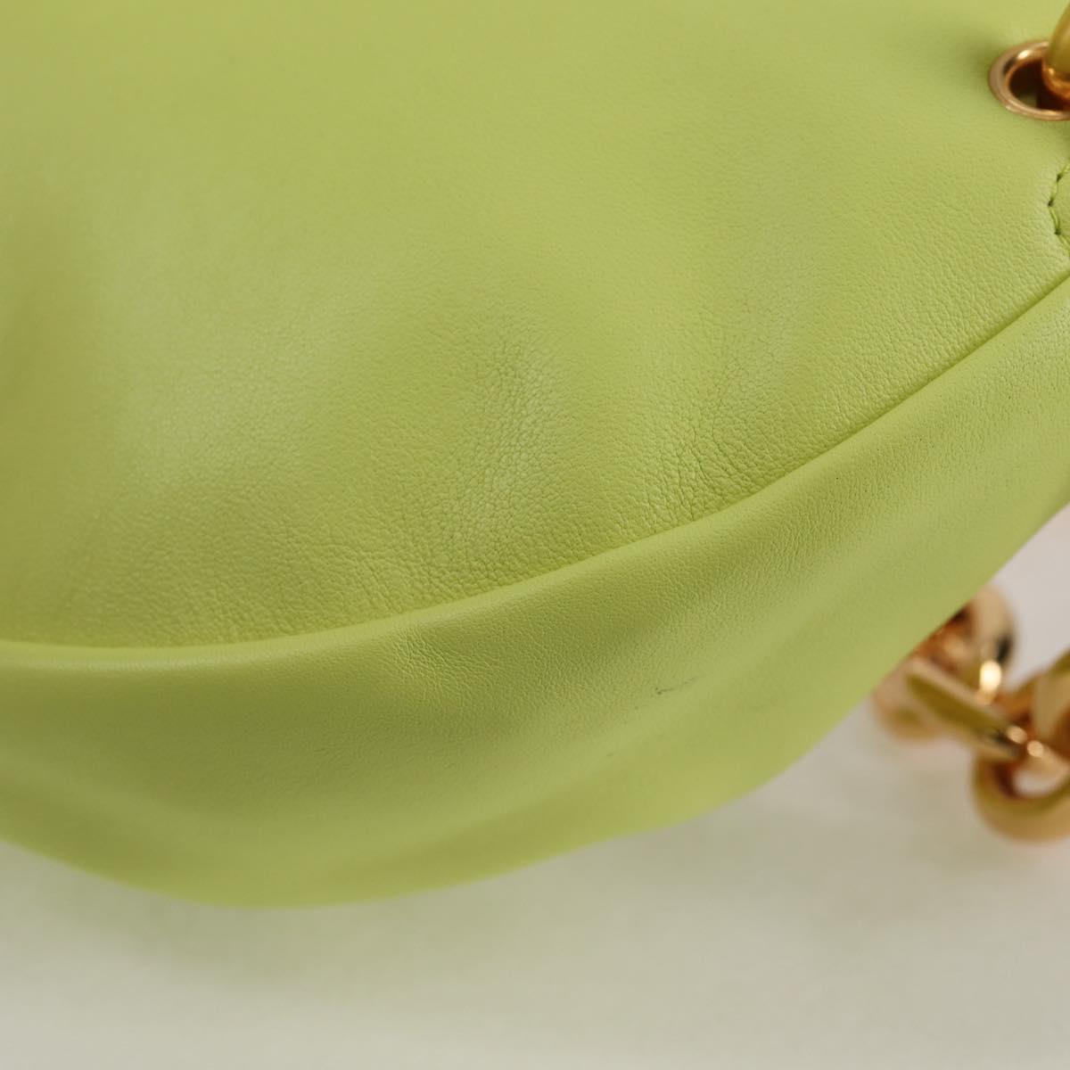 BOTTEGA VENETA The Chain Pouch Leather Yellow Gold Auth 123813SAM