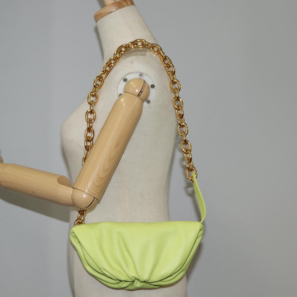 BOTTEGA VENETA The Chain Pouch Leather Yellow Gold Auth 123813SAM
