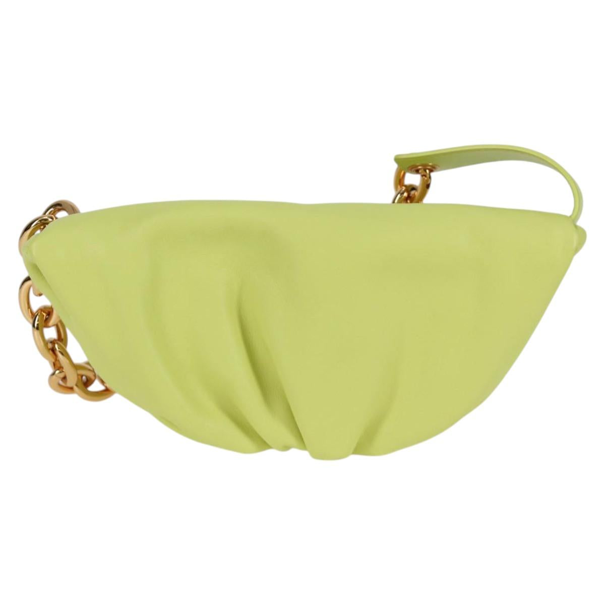 BOTTEGA VENETA The Chain Pouch Leather Yellow Gold Auth 123813SAM