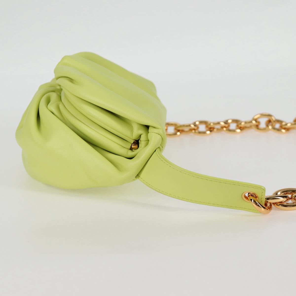 BOTTEGA VENETA The Chain Pouch Leather Yellow Gold Auth 123813SAM