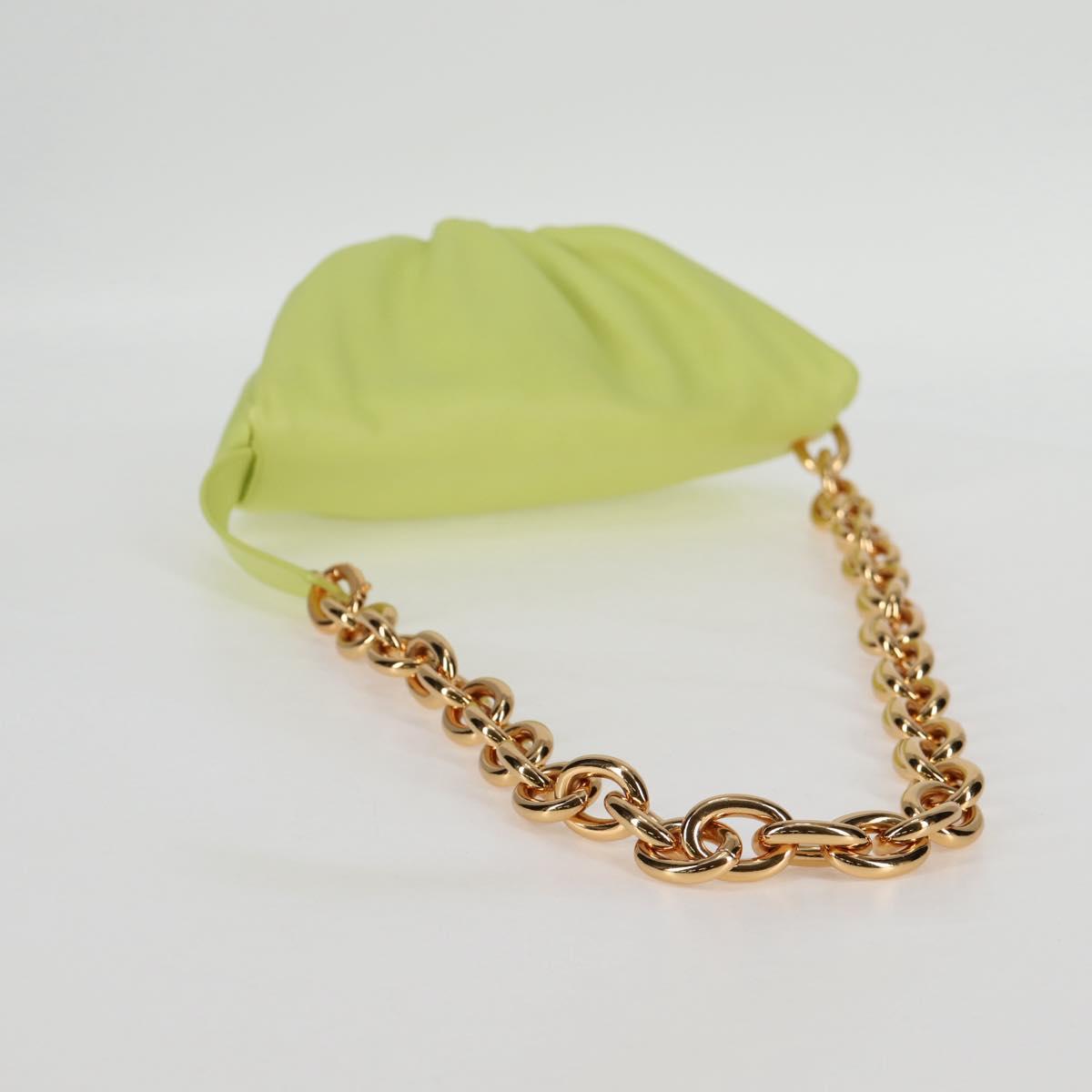 BOTTEGA VENETA The Chain Pouch Leather Yellow Gold Auth 123813SAM