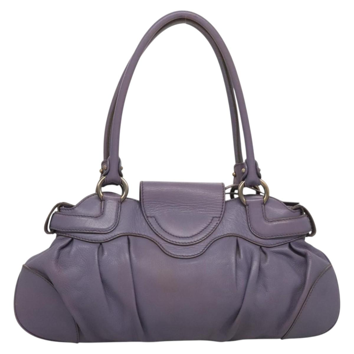 Salvatore Ferragamo Gancini Shoulder Bag Leather Purple Auth 123821