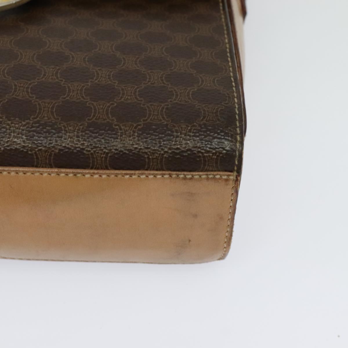 CELINE Macadam Canvas Circle Shoulder Bag PVC Leather Brown Gold Auth 123825