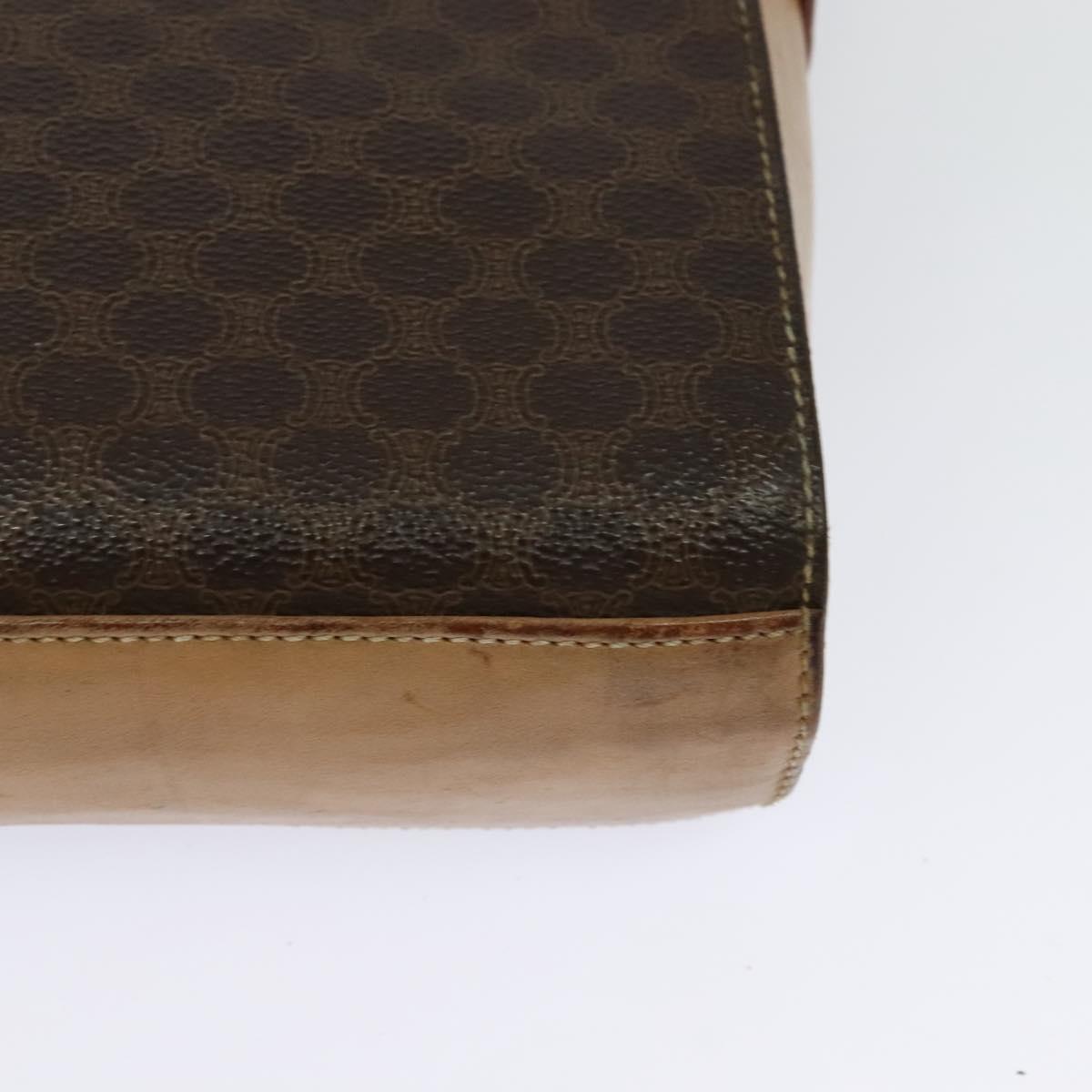 CELINE Macadam Canvas Circle Shoulder Bag PVC Leather Brown Gold Auth 123825