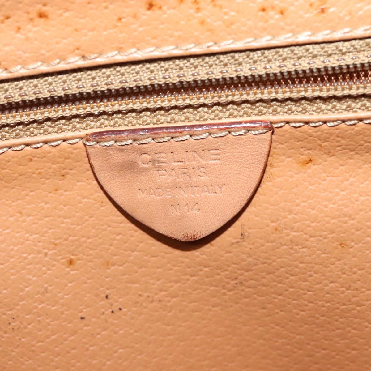 CELINE Macadam Canvas Circle Shoulder Bag PVC Leather Brown Gold Auth 123825