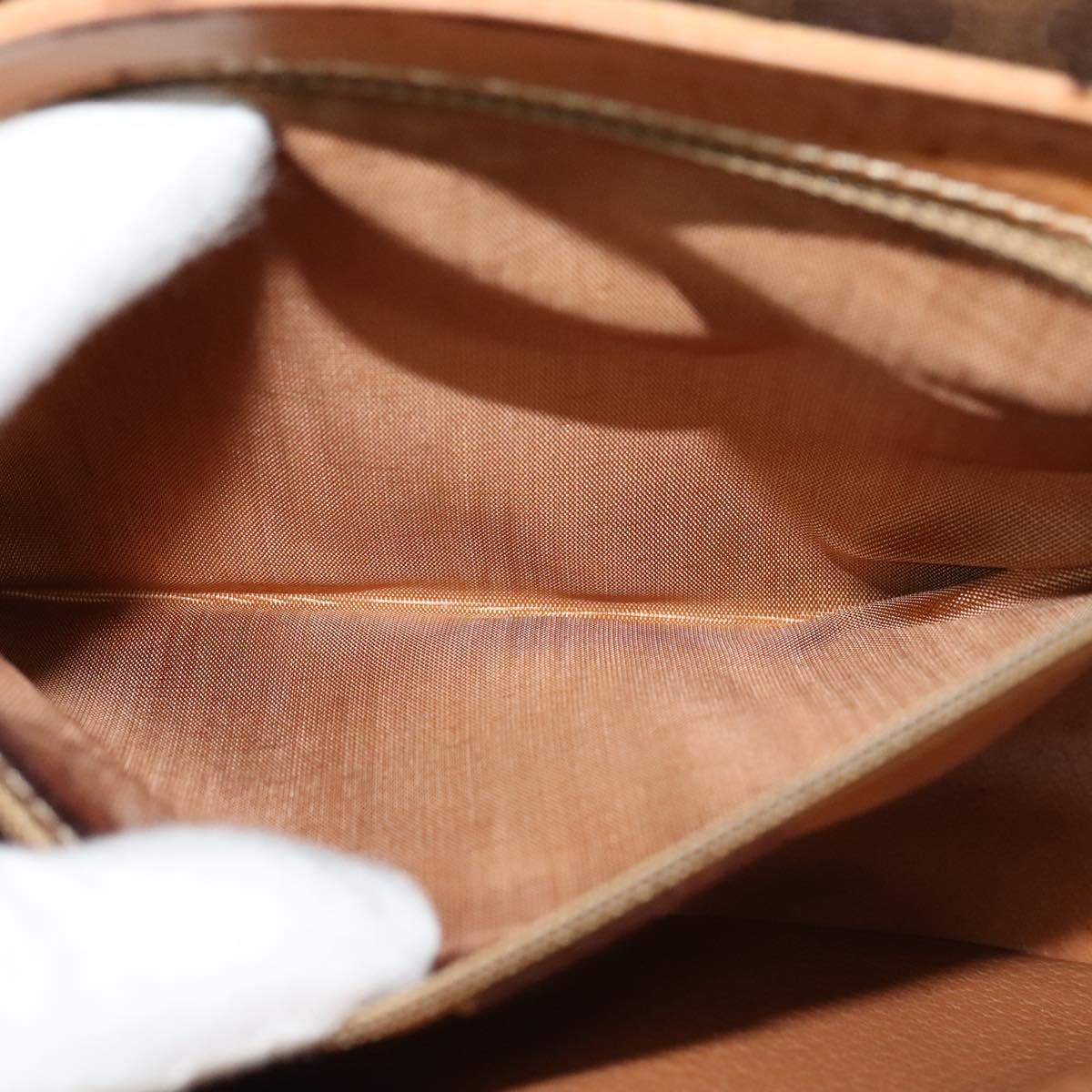 CELINE Macadam Canvas Circle Shoulder Bag PVC Leather Brown Gold Auth 123825