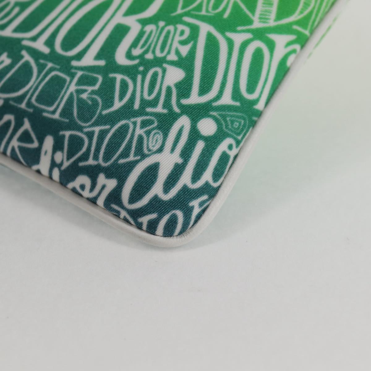 Christian Dior STUSSY Collaboration Pouch Nylon Yellow Green Auth 123837M