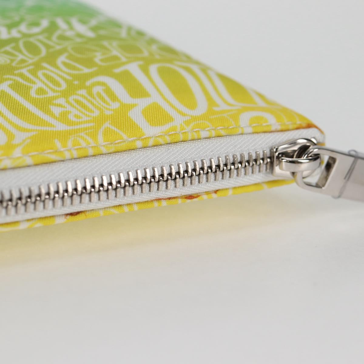 Christian Dior STUSSY Collaboration Pouch Nylon Yellow Green Auth 123837M