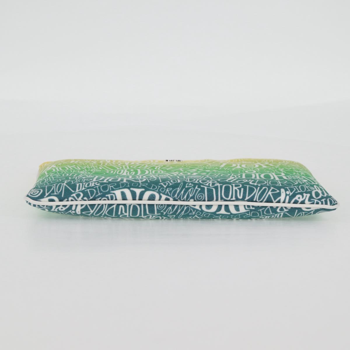 Christian Dior STUSSY Collaboration Pouch Nylon Yellow Green Auth 123837M